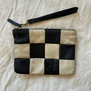 Primecut CHECKERED LEATHER POUCH with wristlet